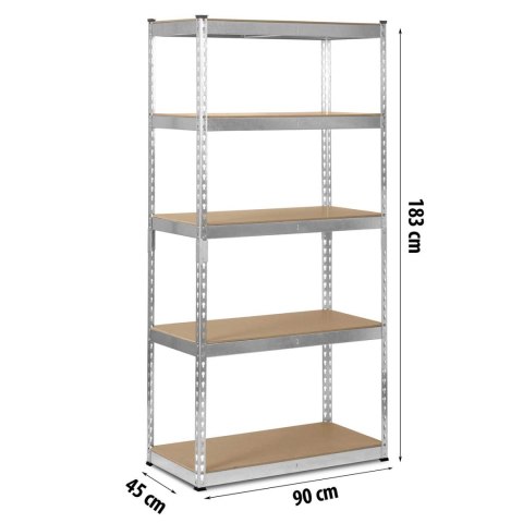 Regał metalowy magazynowy 183 x 90 x 45 cm Humberg HR-700 srebrny