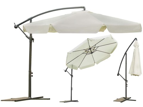 Parasol ogrodowy składany 8 segmentów beżowy 350cm