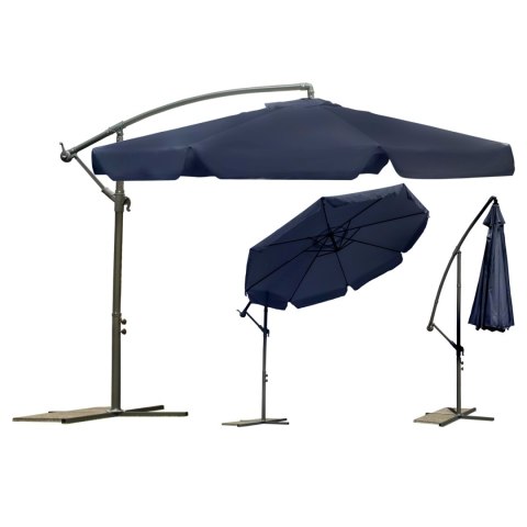 Parasol ogrodowy składany 8 segmentów granatowy 350cm