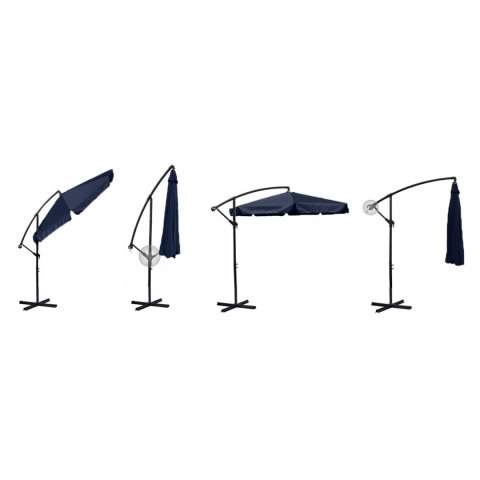 Parasol ogrodowy składany 8 segmentów granatowy 350cm