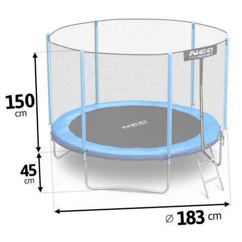 Trampolina ogrodowa 6ft/183cm z siatką zewnętrzną i drabinką Neo-Sport