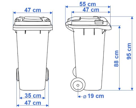 Pojemnik na odpady 120L kosz śmietnik brązowy