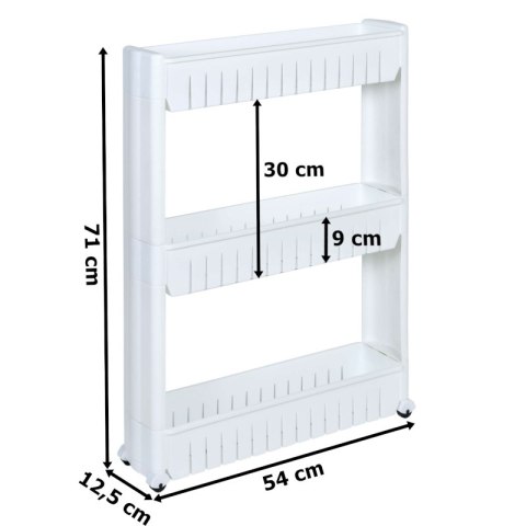 Półki łazienkowe na kółkach białe 3 poziomy Leira