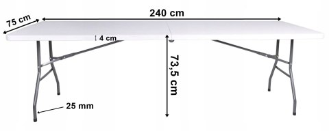 Stół cateringowy IMPRO składany w walizkę 240 cm biały