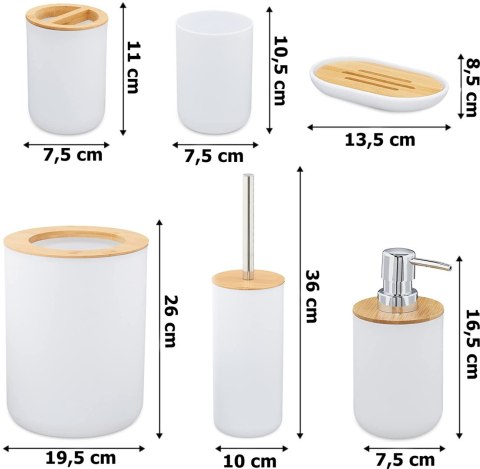 Akcesoria łazienkowe Timor komplet 6 sztuk biały