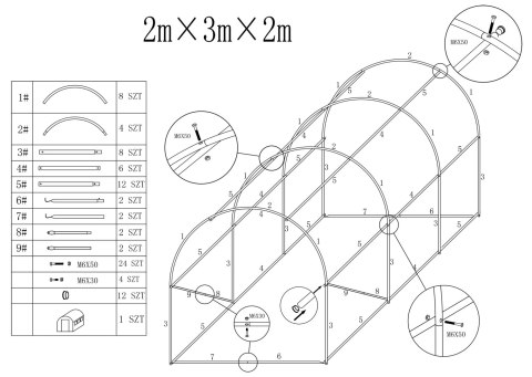 Tunel foliowy - szklarnia ogrodowa AUREA 2x3m Tunel foliowy - szklarnia ogrodowa AUREA 2x3m