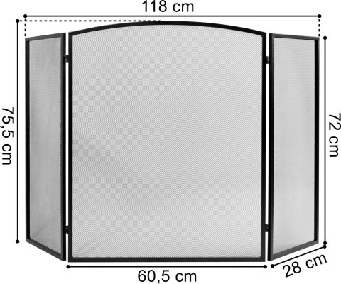 Duża osłona kominkowa ekran WESTA 118 cm