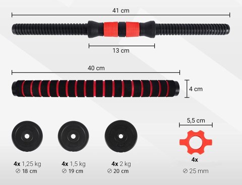 Hantle sztanga 2w1 do ćwiczeń Maximus 2x 10kg