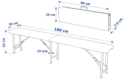 Ławka cateringowa składana 180 cm czarna