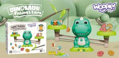 WOOPIE Waga Szalkowa Równoważnia Gra Łowienie Dinozaurów Rybek Nauka Liczydło