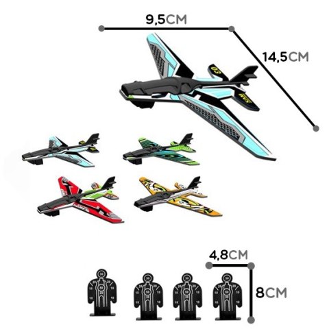 WOOPIE Pistolet Wyrzutnia Samolotów Automatyczna + 4 Samoloty