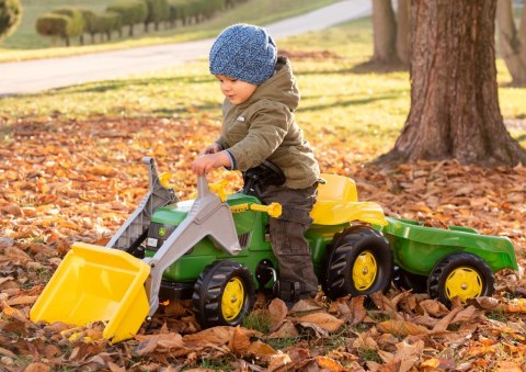 Rolly Toys RollyKid John Deere Traktor na Pedały z Łyżką i Przyczepą - Zielony Rolly Toys RollyKid John Deere Traktor na Pedały z Łyżką i Przyczepą - Zielony