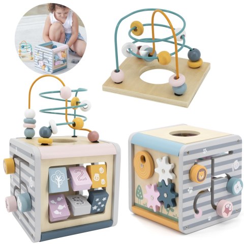 VIGA PolarB Activity Box Drewniane Edukacyjne Centrum Gier 5w1 kostka