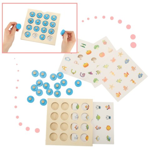 Gra planszowa memory montessori zestaw puzzle drewniane 4 karty