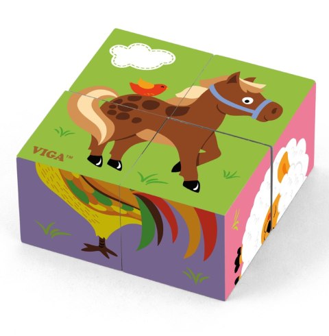 VIGA Drewniana Układanka Puzzle Farma 4 klocki VIGA Drewniana Układanka Puzzle Farma 4 klocki