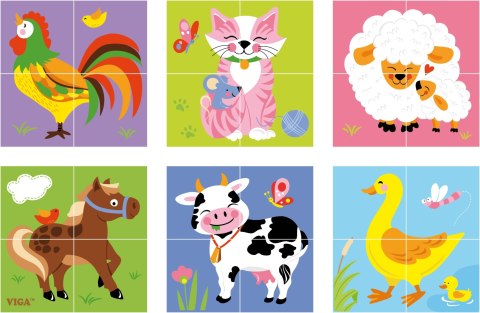 VIGA Drewniana Układanka Puzzle Farma 4 klocki VIGA Drewniana Układanka Puzzle Farma 4 klocki