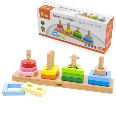 VIGA Drewniany Geometryczny Sorter Labirynt VIGA Drewniany Geometryczny Sorter Labirynt