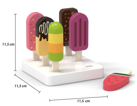 VIGA Zestaw Drewnianych Lodów na Patyku ze Stojakiem 6 szt.