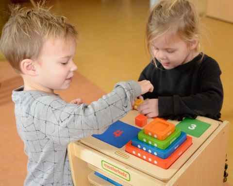 MASTERKIDZ Piramidka Drewniana Edukacyjna Liczenie Kolory Montessori