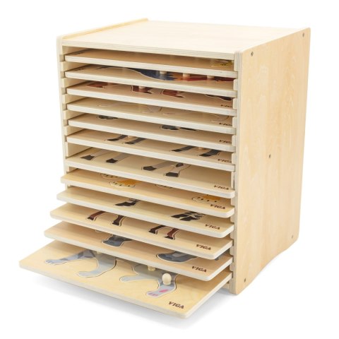 VIGA Zestaw Puzzle Drewniane 12 Układanek Zwierzątka Montessori + Stojak VIGA Zestaw Puzzle Drewniane 12 Układanek Zwierzątka Montessori + Stojak