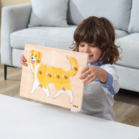 VIGA Zestaw Puzzle Drewniane 12 Układanek Zwierzątka Montessori + Stojak VIGA Zestaw Puzzle Drewniane 12 Układanek Zwierzątka Montessori + Stojak