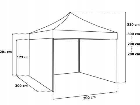 Pawilon handlowy ekspresowy 3x3 m 3 ściany niebieski