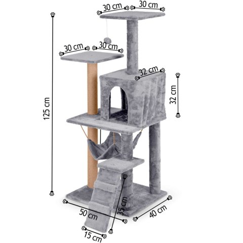 Drapak dla kota 125 cm Pethaus PH-007 szary