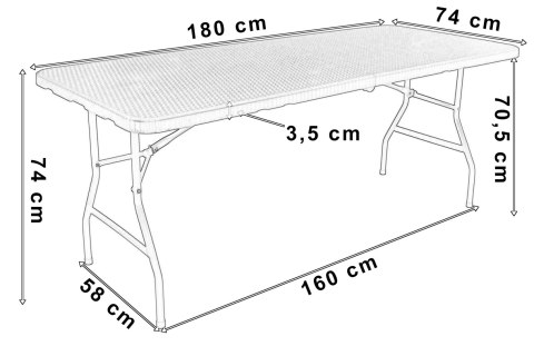 Stół cateringowy RATTAN składany w walizkę 180 cm brązowy