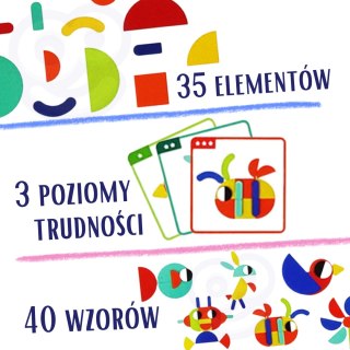 WOOPIE GREEN Drewniana Układanka Montessori 40 Wzorów do Odtworzenia 55 el. Certyfikat FSC