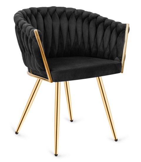 Krzesło plecione Lugano fotel TRECCIA BLACK VELVET GOLD