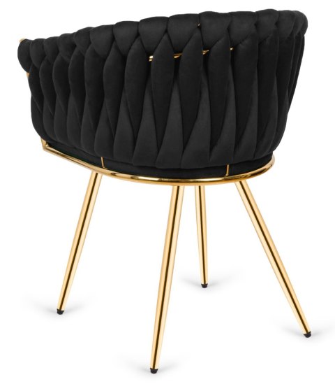 Krzesło plecione Lugano fotel TRECCIA BLACK VELVET GOLD