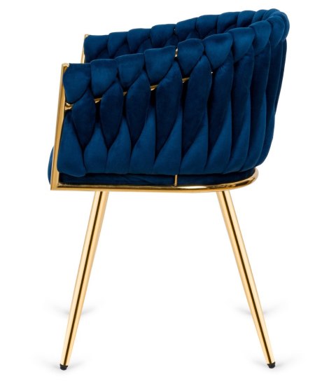 Krzesło plecione Lugano fotel TRECCIA BLUE VELVET GOLD