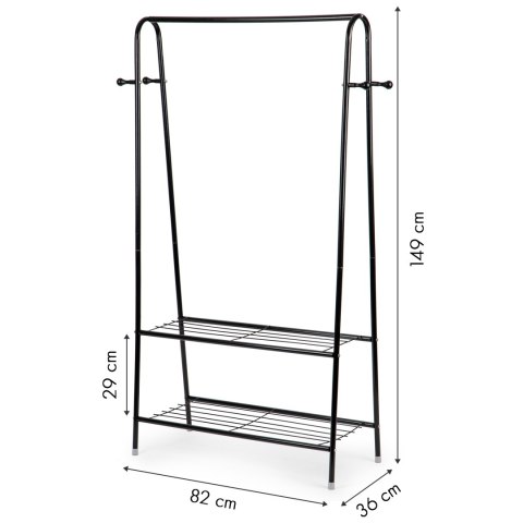 Wieszak stojący stojak z 2 półkami na ubrania buty ModernHome