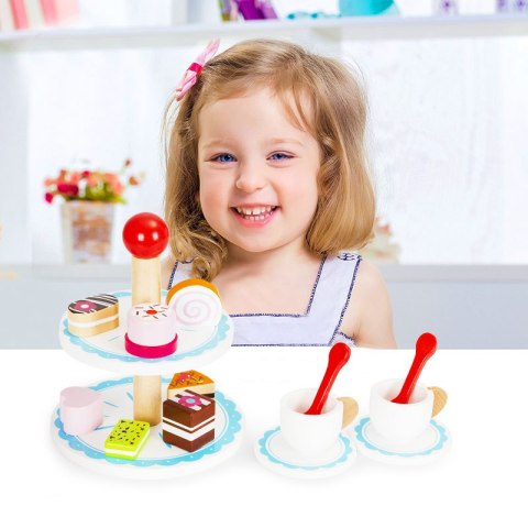 Drewniane ciastka cukiernia patera zestaw ECOTOYS Drewniane ciastka cukiernia patera zestaw ECOTOYS