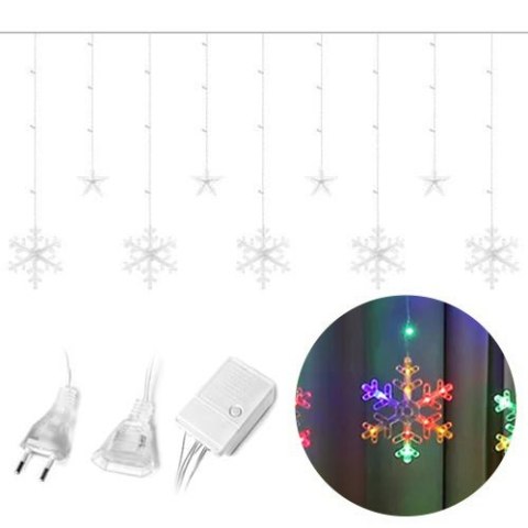Lampki płatki śniegu gwiazdki świąteczne światełka kurtyna 138LED Lampki płatki śniegu gwiazdki świąteczne światełka kurtyna 138LED