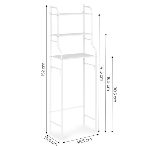 Wysoki regał WC łazienkowy nad sedes 3 półki alumniowa konstrukcja