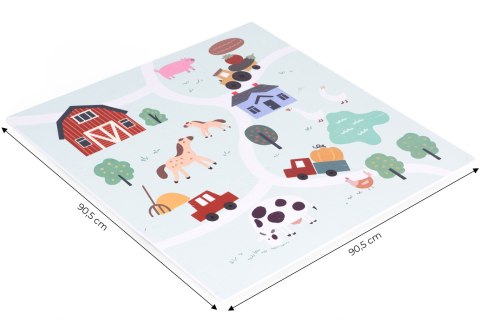 Duża mata piankowa EVA dla dzieci Farma 90,5x90,5 cm 21 el. ECOTOYS