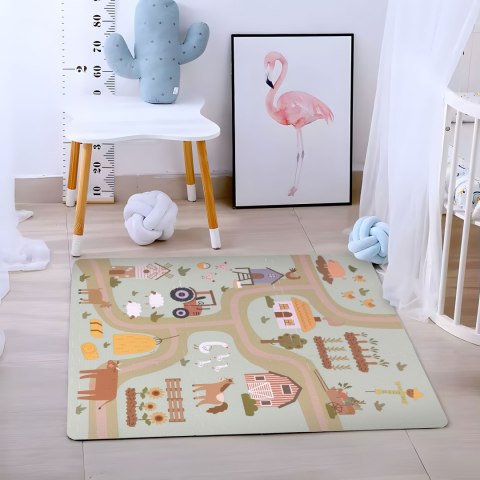 Duża mata piankowa EVA dla dzieci Farma 90,5x90,5 cm 21 el. ECOTOYS