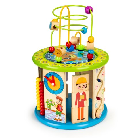 Drewniana kostka edukacyjna z grami, klockami, łowienie rybek ECOTOYS Drewniana kostka edukacyjna z grami, klockami, łowienie rybek ECOTOYS