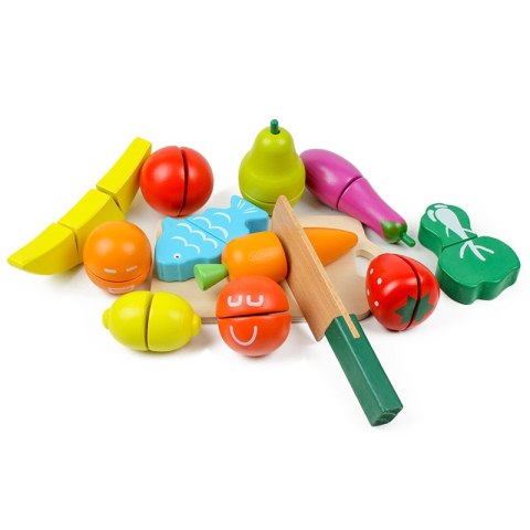 Drewniane owoce warzywa jedzenie do krojenia 13 sztuk ECOTOYS Drewniane owoce warzywa jedzenie do krojenia 13 sztuk ECOTOYS