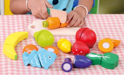 Drewniane owoce warzywa jedzenie do krojenia 13 sztuk ECOTOYS Drewniane owoce warzywa jedzenie do krojenia 13 sztuk ECOTOYS