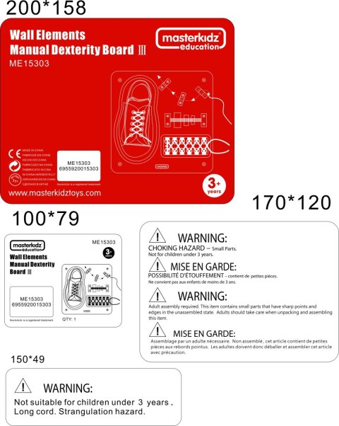 MASTERKIDZ Tablica Edukacyjna - Zręczność Manualna Sznurowanie Montessori