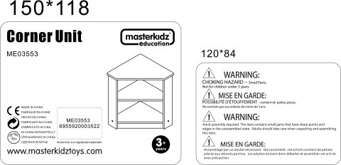 MASTERKIDZ Drewniana Szafka Kuchenna Narożna dla Dzieci