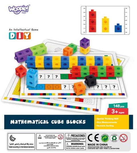 WOOPIE Gra Układanka Matematyczna Klocki Konstrukcyjne + Wzory 148 el.