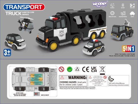 Duży Zestaw Policyjny Ciężarówka + 4 Auta Woopie
