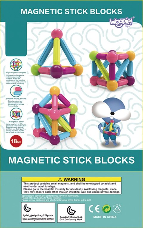 WOOPIE Magnetic Educational Construction Blocks Large Thick 38 pcs.