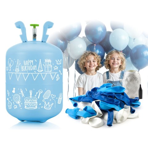 Butla z helem 0,20 m3 z balonami i wstążką Butla z helem 0,20 m3 z balonami i wstążką