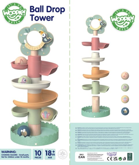 WOOPIE GREEN Drewniany Kulodrom Tor Kulkowy 6EL Sensoryczne Edukacyjny