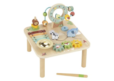 WOOPIE GREEN Drewniany Stolik Edukacyjny Muzyczny Labirynt Sensoryczny 5W1