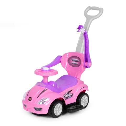 Autko jeździk, chodzik, pchacz 3w1 deluxe klakson - różowe